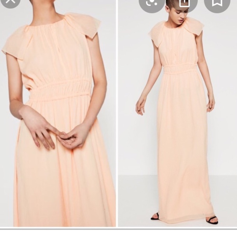 Zara beautiful dress maxi peach pink new